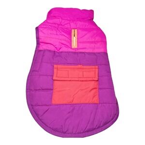 Vibrant Unbranded Dog Puffer Vest XS Pink Purple Colorblock Fleece Lined Quilted